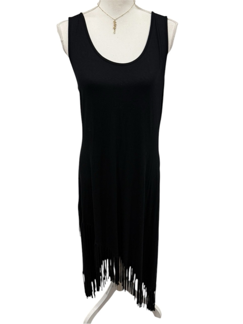 Spense Black Knit Fringe Hem Maxi Dress - Picture 2 of 12